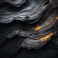 Wall Mural - black and gold waves on a black background