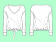 © MdAbir - ladies nightwear V neck crop sweatshirt flat sketch vector.