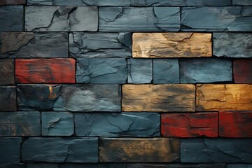 Wall Mural - colorful brick wall with different colors on it