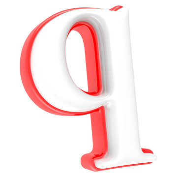 Red Alphabet with White 3D Rendering Letter q