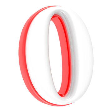 Red Number with White 3D Rendering Number 0