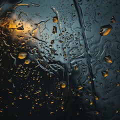 Poster - rain drops on the window of a car at night