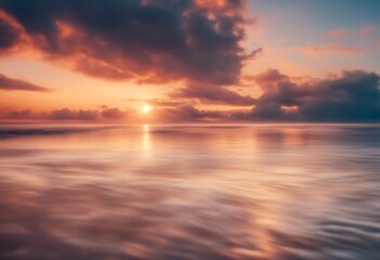 Wall Mural - light horizon landscape rendering cloud clouds background sunset three dimensional beautiful red sea nature