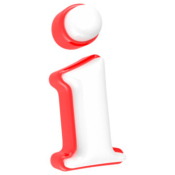 Red Alphabet with White 3D Rendering Letter i