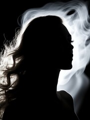 Sticker - the silhouette of a woman with smoke coming out of her hair