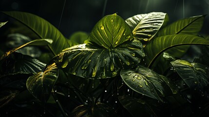 Poster - tropical plants in the rain