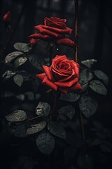 Poster - two red roses on a dark background