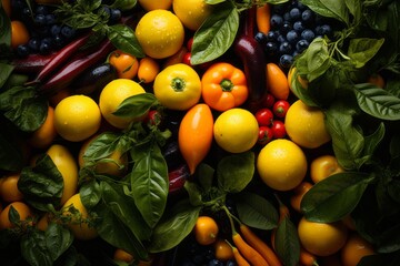 Canvas Print - various fruits and vegetables are arranged in a circle