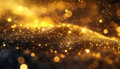 Poster - stunning golden bokeh background with sparkling light effects, perfect for festive and celebration t