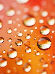 Canvas Print - water droplets on an orange background