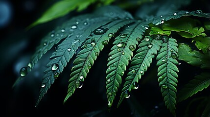 Poster - water droplets on the leaves of a plant