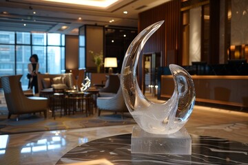 Wall Mural - Abstract Glass Sculpture in a Modern Lobby