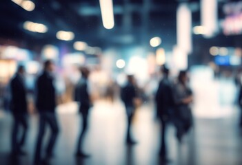 Wall Mural - it booth business human hand convention long blurred edited demonstration motion exposure show expo puckered attend at lot section