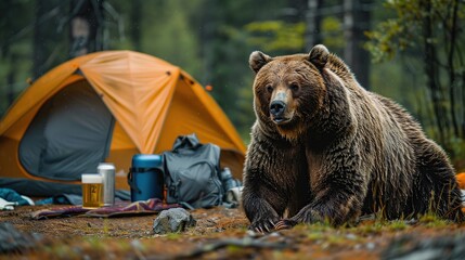 Sticker - Grizzly Bear Encounter in the Wild