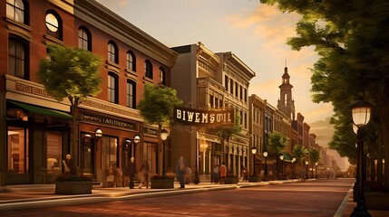 Wall Mural - A panoramic shot of a street in downtown Washington DC.