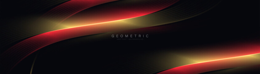 Aufkleber - Abstract background with red and yellow geometric wavy lines. Futuristic digital high-technology pattern was horizontal. Vector illustration