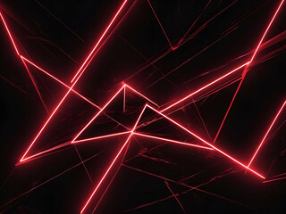 abstract bright red neon laser lights illuminate the darkness creating lines and shapes in sci fi ef