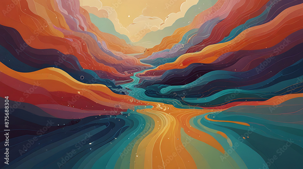 An abstract illustration of the flow state achieved during meditation ...