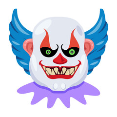 Wall Mural - A flat icon of clown evil face with creepy smile 

