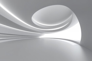 Poster - Abstract wave shape white building with floor 3d rendering