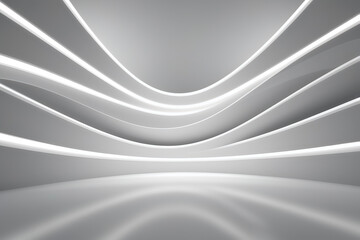 Poster - Abstract wave shape white building with floor 3d rendering