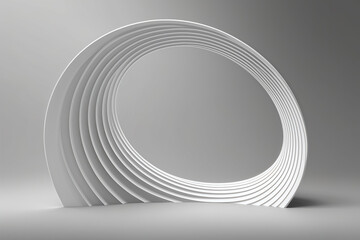 Poster - White curved ring building 3D rendering