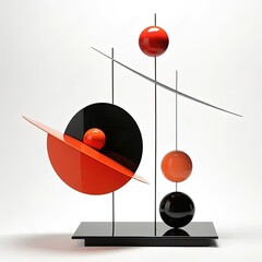 Poster - a black, orange and red object on a white background