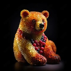 Wall Mural - a bear made out of gummy bears on a black background