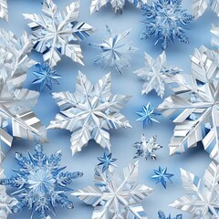 Canvas Print - a bunch of snowflakes on a blue background