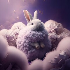 Poster - a painting of a rabbit in the clouds