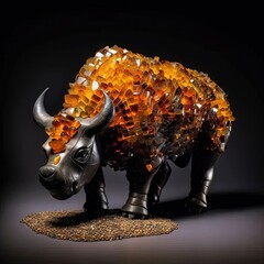 Wall Mural - a sculpture of a bull made of glass beads