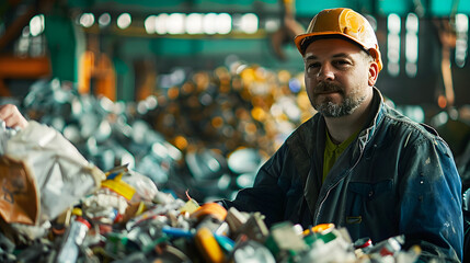 Poster - sorting garbage conceptual picture, social responsibility, civil cleaning service