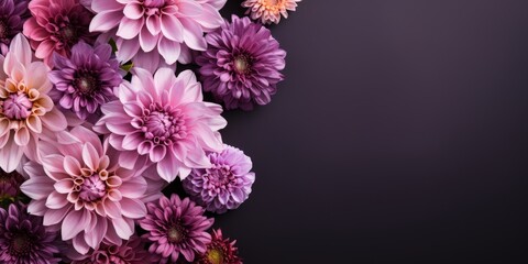 Wall Mural - Purple and Pink Flowers on a Dark Background