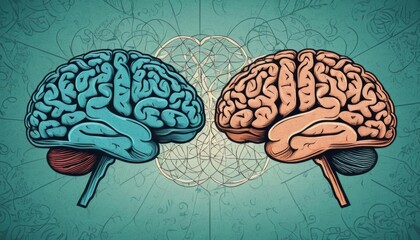 Wall Mural - brain brain left creativity illustration right social part concept creative logic left art left concept textured human business emotial left concept side doodle brain creative illustration human right