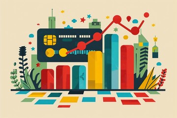 Poster - Abstract Illustration of Financial Growth and Technology