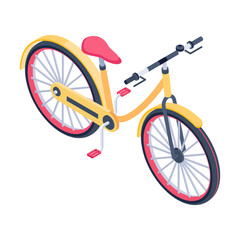 Poster - Modern isometric icon of cycle ride 

