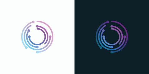 Poster - Circle shape technology connection vector logo design with modern, simple, clean and abstract style.
