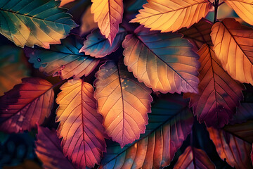 Wall Mural - abstract background with autumn abstract leaves close up