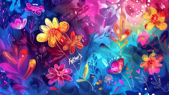 Father's day month illustration background with multi varity col