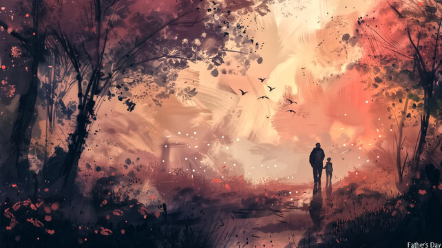 Father's day month illustration background with multi varity col