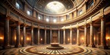 Captivating CG rendering of a circular ancient temple interior with dramatic lighting, Temple, Ancient, Circular