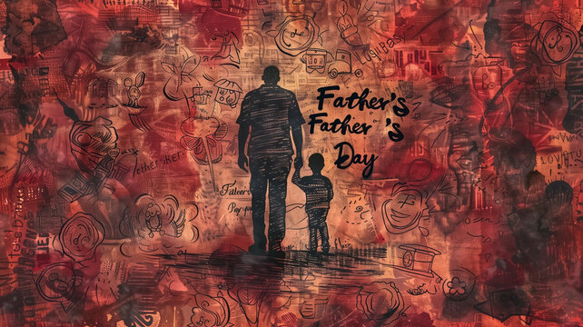 Father's day month illustration background with multi varity col