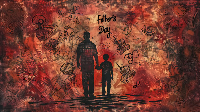Father's day month illustration background with multi varity col