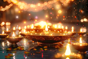 Poster - digital 3d illustration of diwali the festival of lights