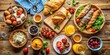 © Sujid - A delicious and colorful French petit d?jeuner spread on a wooden table , croissant, breakfast, coffee, French, morning