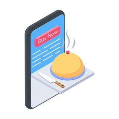 Wall Mural - A well-designed isometric icon online food order 

