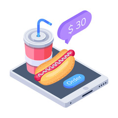 Poster - Check out this isometric icon of meal app 

