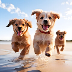 Canvas Print - golden retriever puppies