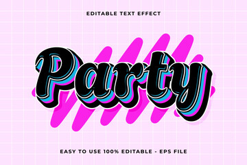 Poster - party 3d editable vector text effect. trendy style text effect