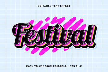 Poster - festival 3d editable vector text effect. trendy style text effect